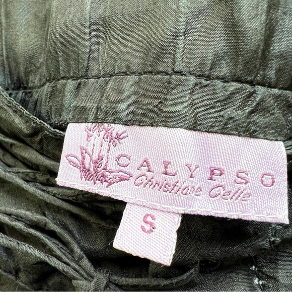 Calypso Christiane Celle midi tiered black emo silk skirt size S - Picture 6 of 7